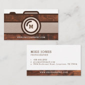 ヴィンテージ素朴木目撮影カメラ 名刺 (正面/裏面)