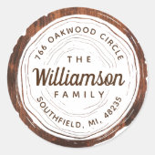 ヴィンテージ素朴木目木スライスのファミリアドレス ラウンドシール (正面)