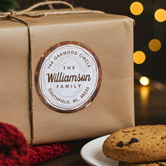 ヴィンテージ素朴木目木スライスのファミリアドレス ラウンドシール