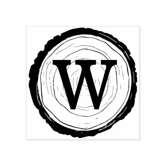 ヴィンテージ素朴木目木切りモノグラム ラバースタンプ (インプリント)