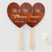 ヴィンテージ素朴木目結婚写真家そしてミセス ハンドファン (正面&裏面)