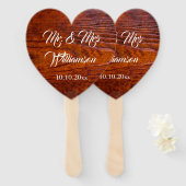 ヴィンテージ素朴木目結婚写真家そしてミセス ハンドファン (正面&裏面)