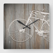 ヴィンテージ素朴板壁画自転車 スクエア壁時計