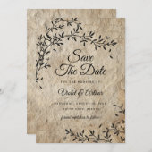 ヴィンテージ素朴植物結婚式の日付を保存 招待状 (正面/裏面)