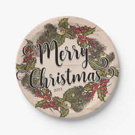 ヴィンテージ素朴樺の木ホリデークリスマスパーティー ペーパープレート