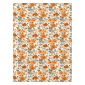 ヴィンテージ素朴焦げオレンジ色秋花模様 テーブルクロス (正面)
