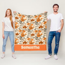 ヴィンテージ素朴焦げオレンジ色秋花模様