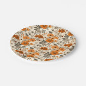 ヴィンテージ素朴焦げオレンジ色秋花模様 ペーパープレート (アングル)
