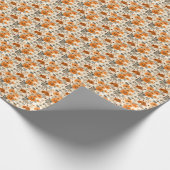 ヴィンテージ素朴焦げオレンジ色秋花模様 ラッピングペーパー (角)