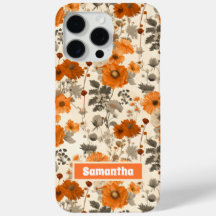 ヴィンテージ素朴焦げオレンジ色秋花模様