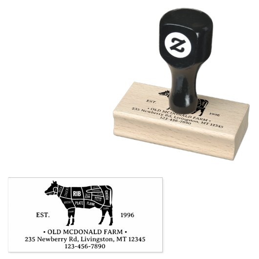 ヴィンテージ素朴牛の肉の肉屋チャート国産農場 ラバースタンプ (押印)
