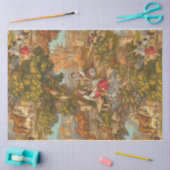 ヴィンテージ素朴牧歌的なカントリーシーン 薄葉紙 (クラフト)