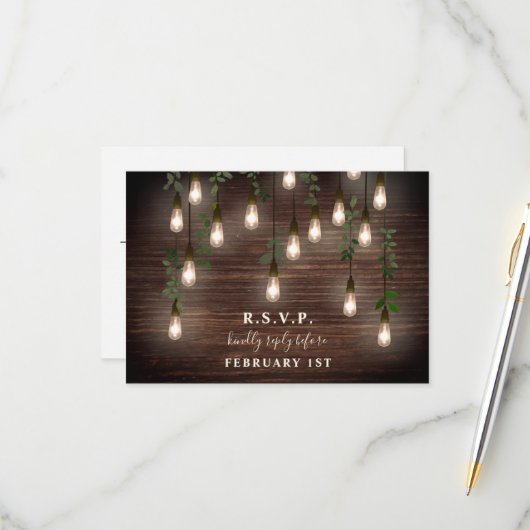 ヴィンテージ素朴球根植結婚物  出欠カード (正面/裏面インサイチュ)