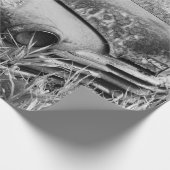 ヴィンテージ素朴白黒車オールドアンティーク ラッピングペーパー (角)