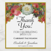 ヴィンテージ素朴秋のフローラ結婚の皆様 ワインラベル (シングルラベル)