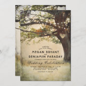 ヴィンテージ素朴秋ツリーのラ結婚イト 招待状 (正面/裏面)