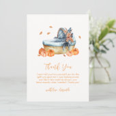ヴィンテージ素朴秋パンプキンクリブベビーシャワー サンキューカード (スタンド正面)