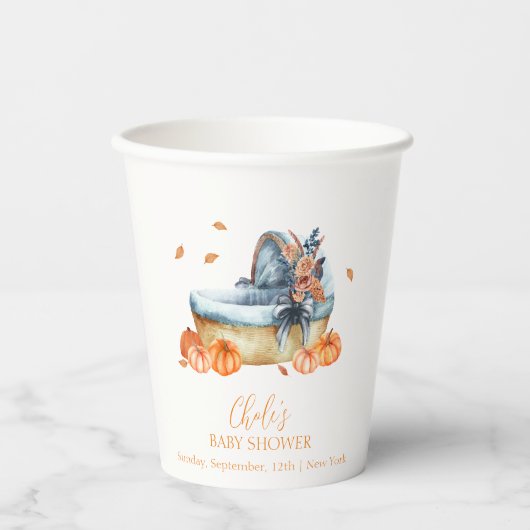 ヴィンテージ素朴秋パンプキンクリブベビーシャワー 紙コップ (正面)