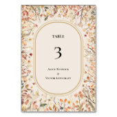 ヴィンテージ素朴秋ベージュ結婚のテーブル番号 テーブルナンバー (正面)