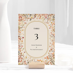 ヴィンテージ素朴秋ベージュ結婚のテーブル番号 テーブルナンバー