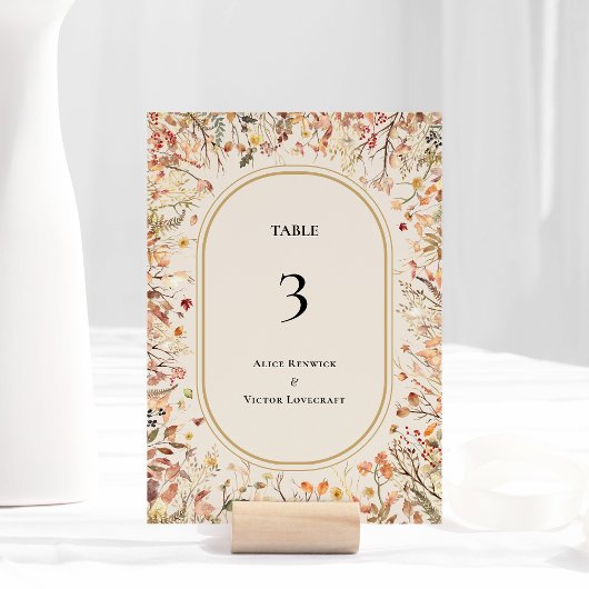 ヴィンテージ素朴秋ベージュ結婚のテーブル番号 テーブルナンバー