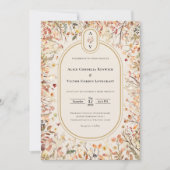 ヴィンテージ素朴秋ベージュ結婚のモノグラム写真 招待状 (正面)