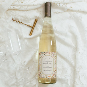 ヴィンテージ素朴秋ベージュ結婚のワインラベル ワインラベル