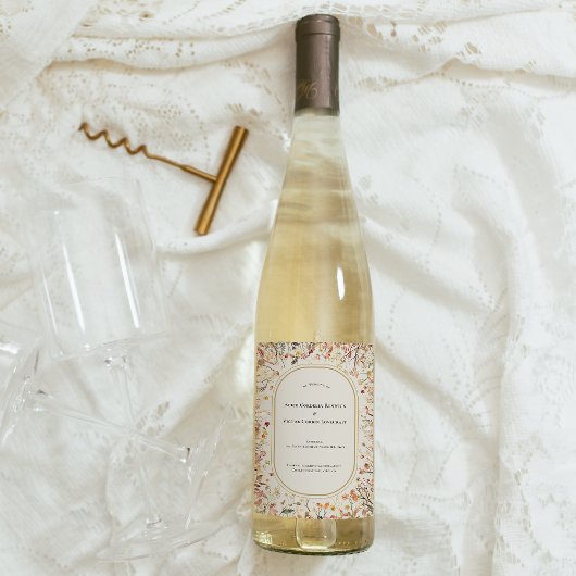 ヴィンテージ素朴秋ベージュ結婚のワインラベル ワインラベル