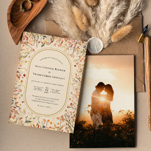 ヴィンテージ素朴秋ベージュ結婚の写真 招待状