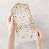 ヴィンテージ素朴秋ベージュ結婚ズモノグラム オールインワン招待状 (貼ってはがせる)