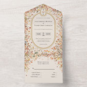 ヴィンテージ素朴秋ベージュ結婚ズモノグラム オールインワン招待状 (内側)