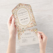 ヴィンテージ素朴秋ベージュ結婚ズ オールインワン招待状 (貼ってはがせる)