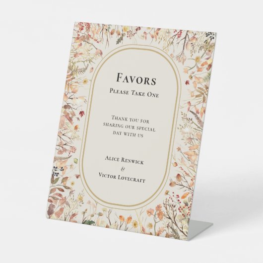 ヴィンテージ素朴秋ベージュ結婚式の引き出物 台座サイン (正面)