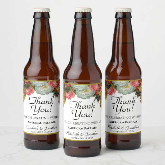 ヴィンテージ素朴秋結婚フローラサンキュー ビールラベル (ボトル)