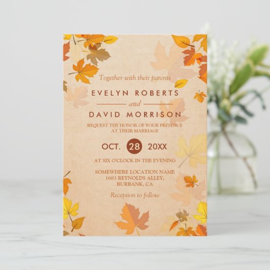 ヴィンテージ素朴紅葉フォーマル結婚の 招待状 (スタンド正面)
