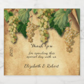 ヴィンテージ素朴紙ブドウつる植物グリーンブドウ スパークリングワインラベル (シングルラベル)