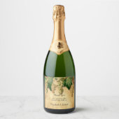 ヴィンテージ素朴紙ブドウつる植物グリーンブドウ スパークリングワインラベル (正面)