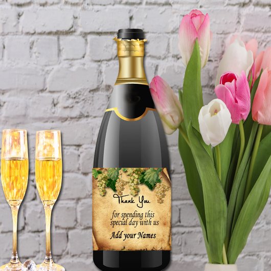 ヴィンテージ素朴紙ブドウつる植物グリーンブドウ スパークリングワインラベル