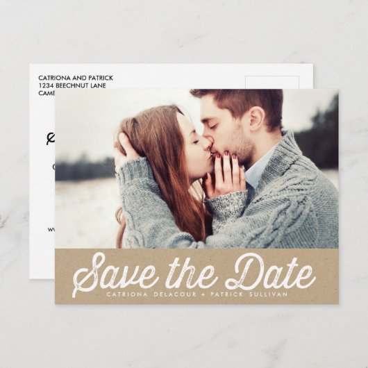 ヴィンテージ素朴紙写真日付はがきを保存 案内ポストカード (正面/裏面)