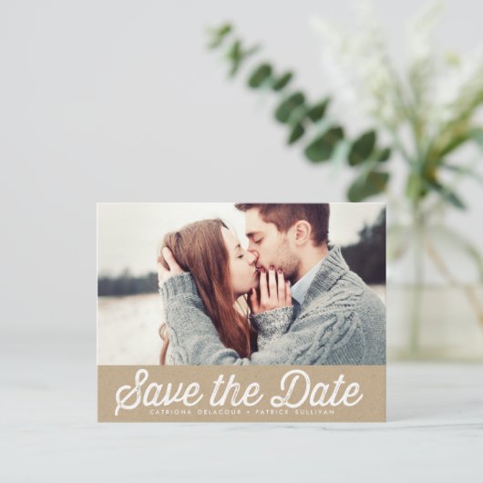 ヴィンテージ素朴紙写真日付はがきを保存 案内ポストカード (スタンド正面)