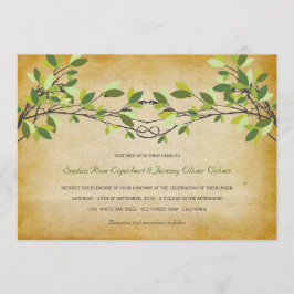 ヴィンテージ素朴結びラブツリーサマー結婚ズ 招待状