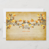 ヴィンテージ素朴結び恋の木の秋結婚の 招待状 (裏面)