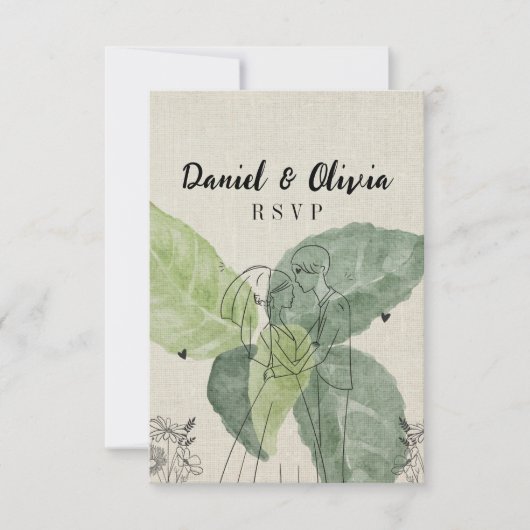 ヴィンテージ素朴結婚フローラ 出欠カード (正面)