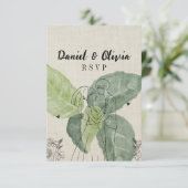 ヴィンテージ素朴結婚フローラ 出欠カード (スタンド正面)