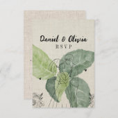 ヴィンテージ素朴結婚フローラ 出欠カード (正面/裏面)