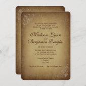 ヴィンテージ素朴結婚式招待状丸いコーナー 招待状 (正面/裏面)