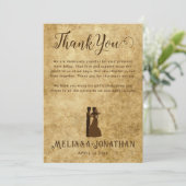 ヴィンテージ素朴結婚褐色サンキューカード サンキューカード (スタンド正面)