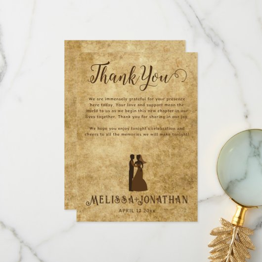 ヴィンテージ素朴結婚褐色サンキューカード サンキューカード (正面/裏面インサイチュ)