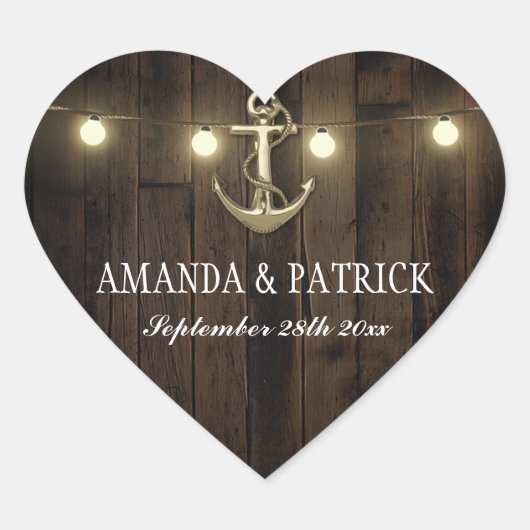 ヴィンテージ素朴航海のいかり結婚式の引き出物 ハートシール (正面)