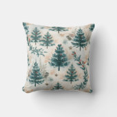 ヴィンテージ素朴色冬松の木模様 クッション (正面)